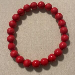 Red Wooden Bead Choker Necklace